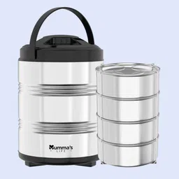 mumma's life Stainless Steel Lunch Box Set with 4 Containers | Multipurpose Steel Lunch Box 3 Containers Lunch Box-picture-12