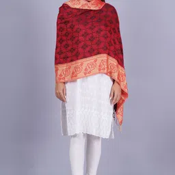 Woven Viscose Women Red Stole-image-0