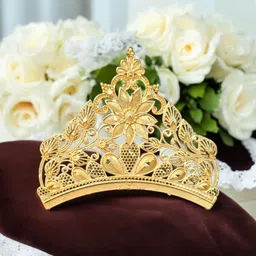 bengcraft Big Size Taj Crown Golden Mukut for God, Idols, Gopal, Krishna, Maa Durga Devi Deity Ornament image 4