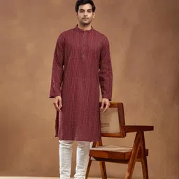 fabindia Men Woven Design Pure Cotton Straight Kurta-picture-12