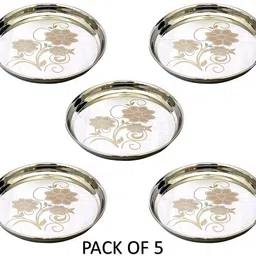 im enterprise Pack of 5 Stainless Steel Classy & Designer Thali Dinner Plate (Pack of 5) Dinner Set-picture-28