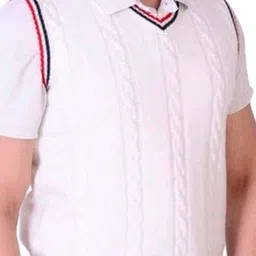 joe hazel Men Self Design V Neck White Sweater image 3