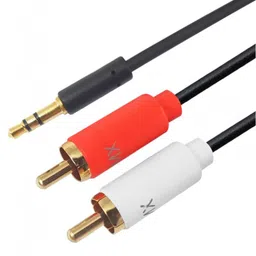 MX EP Stereo Male Plug 3.5mm To 2 RCA Male Plug Cord 1.5 Meter Slim Type Gold Plated (MX-4067) image 1