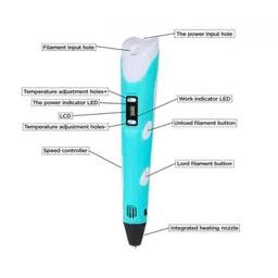 2nd Generation 3D Printing Pen with LCD, 1.75mm PLA ABS and Power Adapter - Blue Color image 3