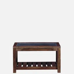 woodsworth from pepperfry Stigen Sheesham Wood Coffee Table In Scratch Resistant Provincial Teak Finish With Glass Top image 4