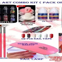 beautiee Nail Art Kit Nails + Glue + Dotting Pen + Nail Art Brush + Lamp + Glitter Powder-picture-11