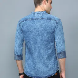 aidan paul Men Regular Fit Solid Cut Away Collar Casual Shirt image 2