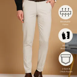 streetvibes Men Regular Fit Beige Polycotton Trousers-picture-26