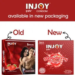 injoy Premium Extra Dotted Condoms, Strawberry Flavored condoms - Pack of 10 Condom image 3