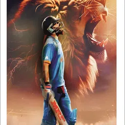 vinisha crafts Virat Kohli Tiger Wall Poster For Pooja Room,Office,Bedroom,Living Room (Size -30 Cm X 45 cm) Vinyl-picture-15