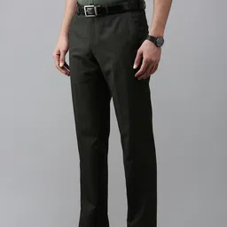 park avenue Men Regular Fit Grey Polyester Trousers image 2
