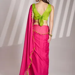 kalista Embellished, Solid/Plain, Dyed Bollywood Chiffon Saree image 3