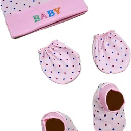brandonn Baby Mitten set newborn combo gift pack of cap , mitten and bootie image 2