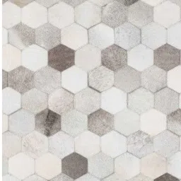 dazzhome Lite Brown Hair On Leather Geometrical Hand Woven 6ftX9ft Carpet image 4