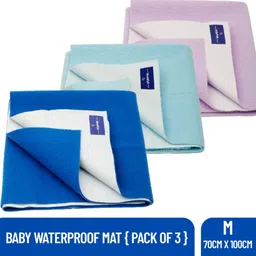 weewish Waterproof, Cotton, Fleece Dry Sheet, Reusable & Washable, (MEDIUM), Pack of 3 image 1