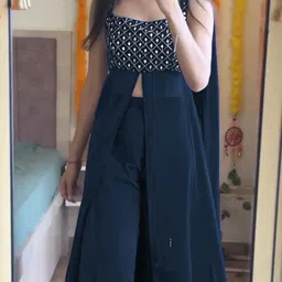 limbudi creation Women Georgette Kurta Palazzo Dupatta Set image 2