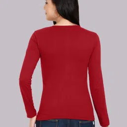 fleximaa Pack of 2 Women Solid Round Neck Pure Cotton Red, Blue T-Shirt image 3