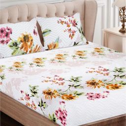 sej by nisha gupta Brown Floral 160 TC Cotton Queen Sized Bed Sheets with 2 Pillow Covers-picture-11