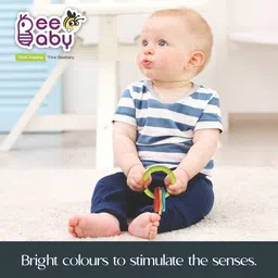 beebaby Chewy Trinkets Silicone Teether, BPA Free, 3M+ (Step -3) (Geometrical Shapes) Teether image 3