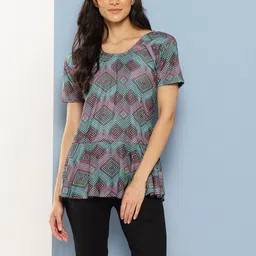 Adrenex Womens Sports Wear Firozi-Black Colour Abstract Print Nylon Swim Suit Printed Women Swim-dress Light Blue, Multicolor Swimsuit-picture-15