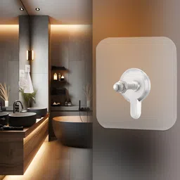 shreejee Pack of 10 Pcs New Adhesive Screw Hook for hanging Utensil/Towel Hanger x10.546 Transparent, Chrome Towel Holder image 4