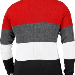 vemris Men Striped Round Neck Multicolor Sweater image 2