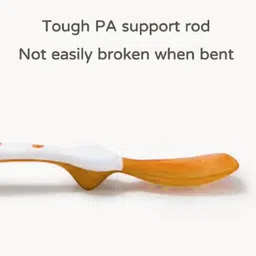 mopslik Silicone Tip Heat Sensitive Baby Feeding Temperature Sensing Spoons (Orange)- Silicone, Plastic image 3