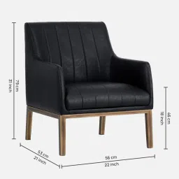 casacraft from pepperfry Magan Leatheratte Arm Chair in Black Colour image 2