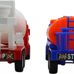 neoinsta shopping Combo of 2 Friction based Blue|Orange oil tanker Red|White cement mixer trucks image 3