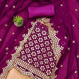 skyfiesta Unstitched Georgette Salwar Suit Material Embroidered-picture-17