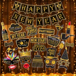 zyozique Black, Golden New Year Party Decorations Banner, Photo Booth Props,Light (Pack Of 30)-picture-16