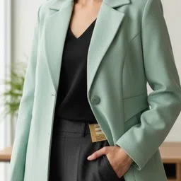 luvyduvy Tweed Self Design Coat For Women image 2