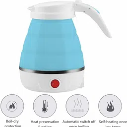 cierie Foldable Electric Kettle,Travel Portable Kettle with Foldable Silicone Electric, 600ml Insulation Heating Boiler Tea Pot for Camping Electric Kettle image 2