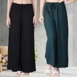 irha Pack of 2 Women Regular Fit Multicolor Viscose Rayon Trousers-picture-28