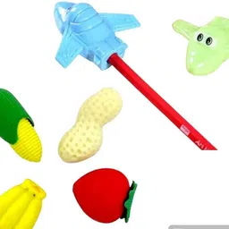 ldm Stationery Combo Cute Fruit Shaped Eraser & Aeroplane Shaped Sharpener For Kids Non-Toxic Eraser-picture-29