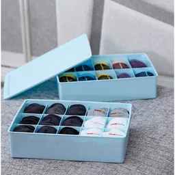 kogent enterprises 15 Grid Storage Organizer Box for Underwear Socks Cosmetic Item with Lid Storage Box image 2