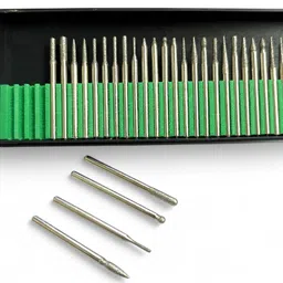 epitech mart 30Pcs Titanium-Coated 3mm Shank Diamond Burrs Set for Rotary Grinder Tools Grinding Polishing Carving Stone Jewelry Glass Ceramics Rotary Bit Set image 1