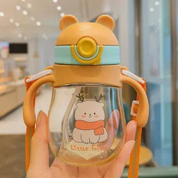 fishy Eco-friendly Baby Water Bottle For Kids With Soft Silicone Straw & Strap-300ml image 1