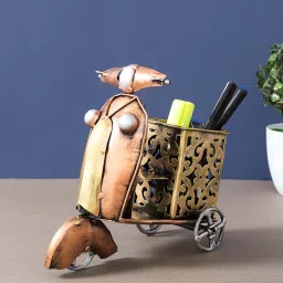 golden peacock Scooty Metal Pen Stand image 1