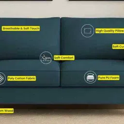 febonic Rana Fabric 2 Seater Sofa in Cotton Beigen Color image 5
