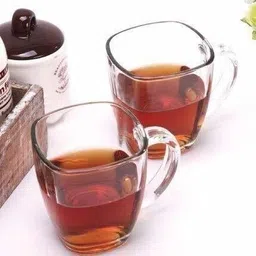 optiq Pack of 6 Glass Crystal Clear Square Shaped Transparent Glass Tea & Coffee Cups With Handle Perfect for Hot Beverages, Cold Drinks, Coffee, Tea, Latte, Iced Tea, Espresso, Cappuccino, Hot Chocolate 200ml Pack of (6 pcs.) Glass Coffee Mug (200 ml, Pack of 6)-picture-23