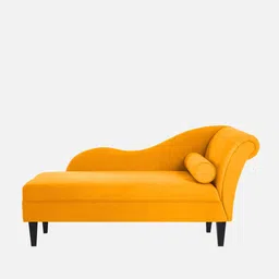 febonic Rana velvet LHS Chaise Lounger In Saffron Yellow Colour image 4