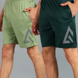 adrenex Pack of 2 Solid Men Multicolor Running Shorts-picture-23