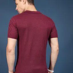 highlander Men Striped Collared Neck Red Sweater image 2