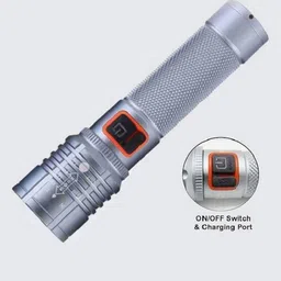 Metal Led Torch Light Long Range 1000 Meter 1 Km High Power Zoomable & Type-C 5 hrs Torch Emergency Light-image-0