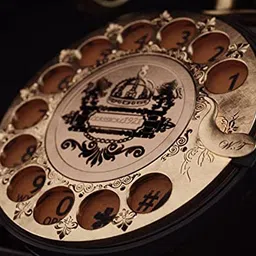 dratal Imitation Copper Vintage Style Rotary Retro Old Fashioned Rotary Dial Home and Office Telephone Functional Antique Style Telephone-Bronze image 4