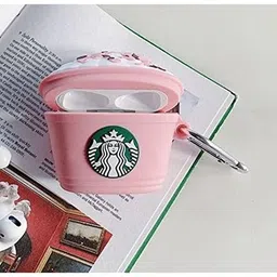 YSTIFYRA Soft Silicone Protective Case 3D Design Shockproof Case Cover with Anti-Lost Metal Keyring Compatible for Apple AirPods Pro 2 (2nd Generation 2022) Airpods not Included (Pink Star-Cup) image 5