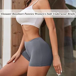 louryn koulyn Boyshort Panties Women's Soft Underwear Briefs Invisible Hipster 3 Pack Seamless Boxer Brief Panties S-3XL image 3