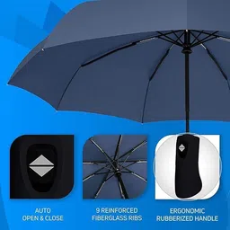 pranij One-Click Auto Open/Close 3-Fold Travel Umbrella For Women, Men, & Kids, Sun & UV Protection Compact Lightweight Windproof Umbrella for Rain image 3