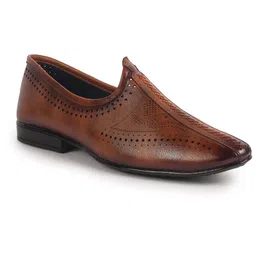 fausto Men's Breathable Slip On Ethnic Juttis and Mojaris for Wedding|Party Slip On Evening Shoes|Traditional Striped Mojaris image 3